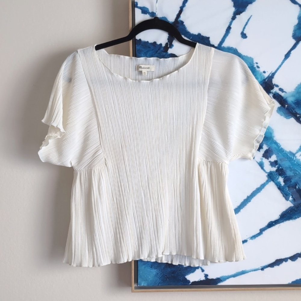 Madewell ivory pleated blouse
